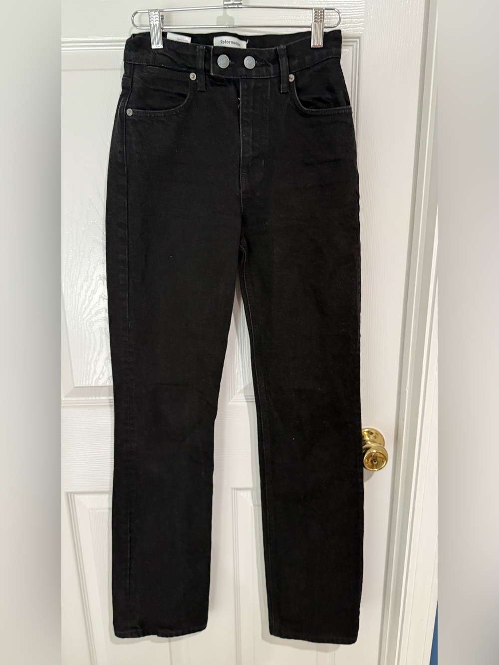 Reformation Black Donna High-Rise Straight Leg Jeans